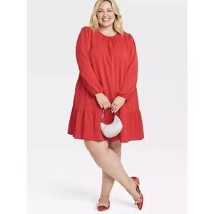 Ava & Viv Red Women's Lightweight Flowy Knee Length Dress Sz: XXL NWT